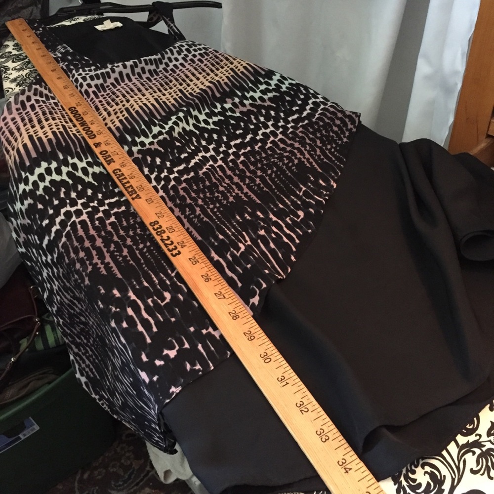 Silence & Noise Black Print A Symmetrical Dress L - image 4